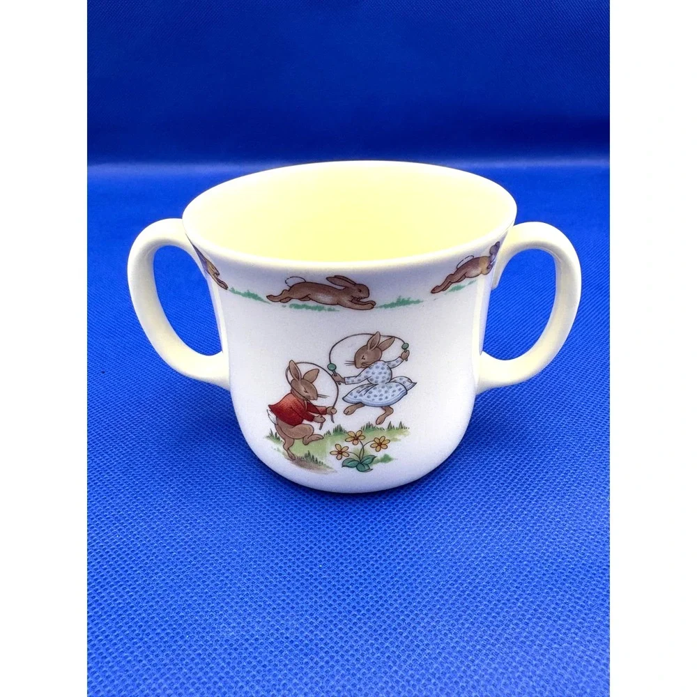 Royal Doulton Bunnykins Baby Toddler Porcelain Bowl + 2 Handle Cup Feeding Set‎